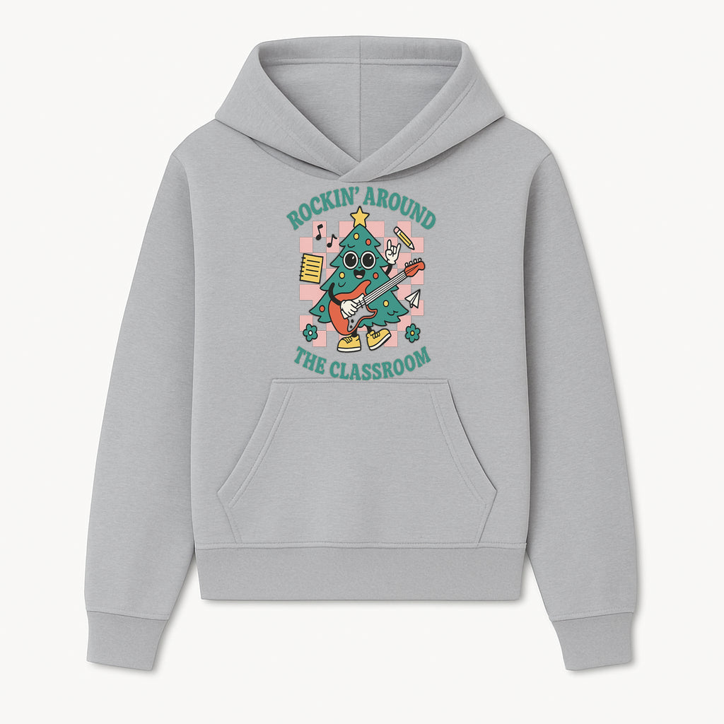 Rockin' Around the Classroom Christmas Tree Shirt | Fun Holiday T-Shirt for Teachers & Students | Music Theme Design - Hoodie 1758093356925.jpg