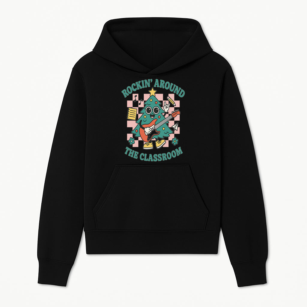 Rockin' Around the Classroom Christmas Tree Shirt | Fun Holiday T-Shirt for Teachers & Students | Music Theme Design - Hoodie 1758093357107.jpg