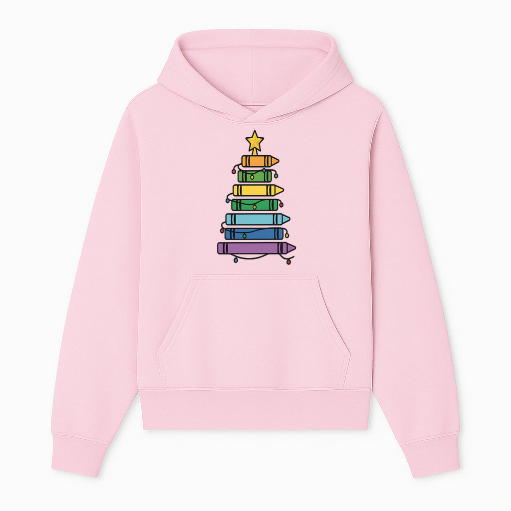 Crayon Christmas Tree Art Print - Colorful Holiday Decor, Fun Kids' Room Decoration, Unique Christmas Gift Idea - Hoodie 1758093357511.jpg