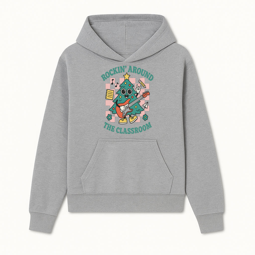 Rockin' Around the Classroom Christmas Tree Shirt | Fun Holiday T-Shirt for Teachers & Students | Music Theme Design - Hoodie 1758093357645.jpg