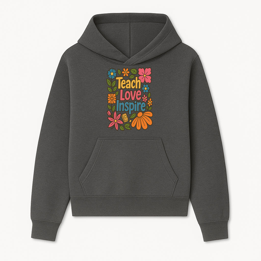 Teach Love Inspire Floral Art Print - Motivational Classroom Decor, Teacher Gift, Colorful Wall Art for Education - Hoodie 1758093357704.jpg