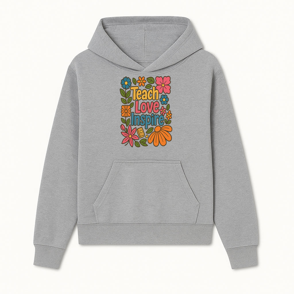 Teach Love Inspire Floral Art Print - Motivational Classroom Decor, Teacher Gift, Colorful Wall Art for Education - Hoodie 1758093358136.jpg
