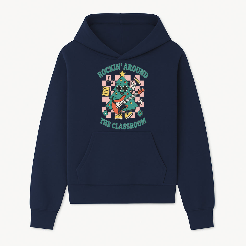 Rockin' Around the Classroom Christmas Tree Shirt | Fun Holiday T-Shirt for Teachers & Students | Music Theme Design - Hoodie 1758093358372.jpg