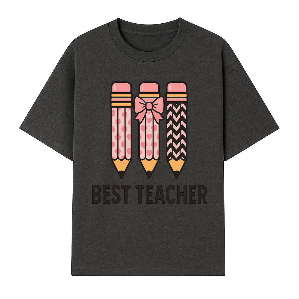 Best Teacher Pencil Design Tee - Cute Teacher Gift, Education Apparel, School Appreciation, Creative Classroom Style - T-shirt 1758093358446.jpg