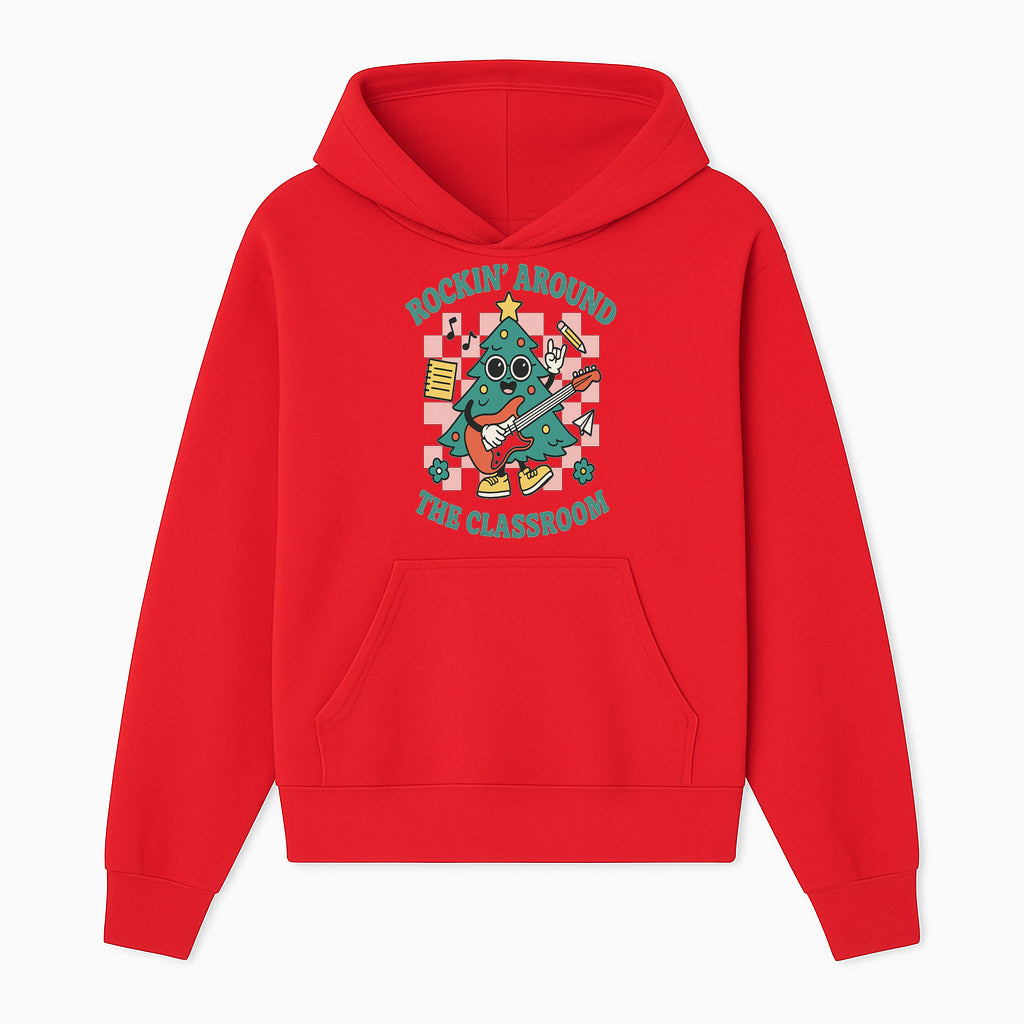 Rockin' Around the Classroom Christmas Tree Shirt | Fun Holiday T-Shirt for Teachers & Students | Music Theme Design - Hoodie 1758093358523.jpg