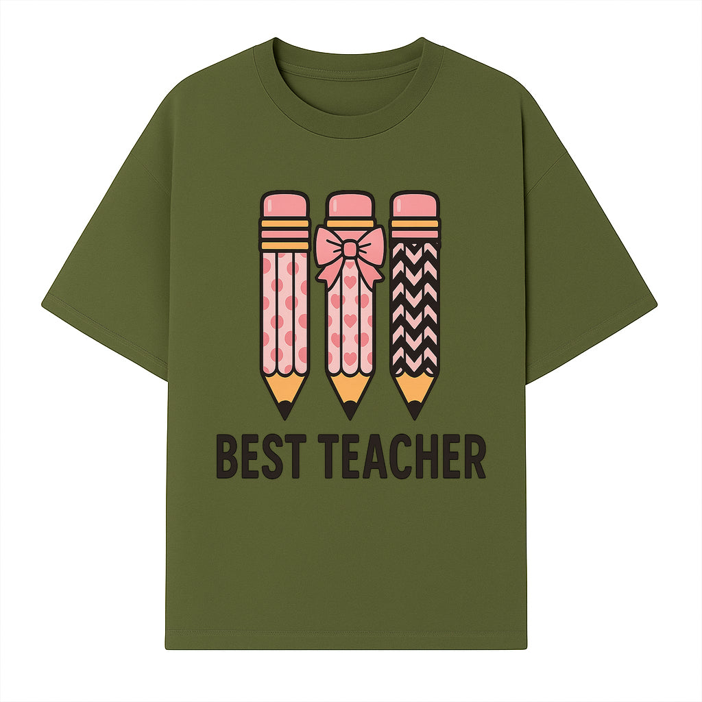 Best Teacher Pencil Design Tee - Cute Teacher Gift, Education Apparel, School Appreciation, Creative Classroom Style - T-shirt 1758093358614.jpg