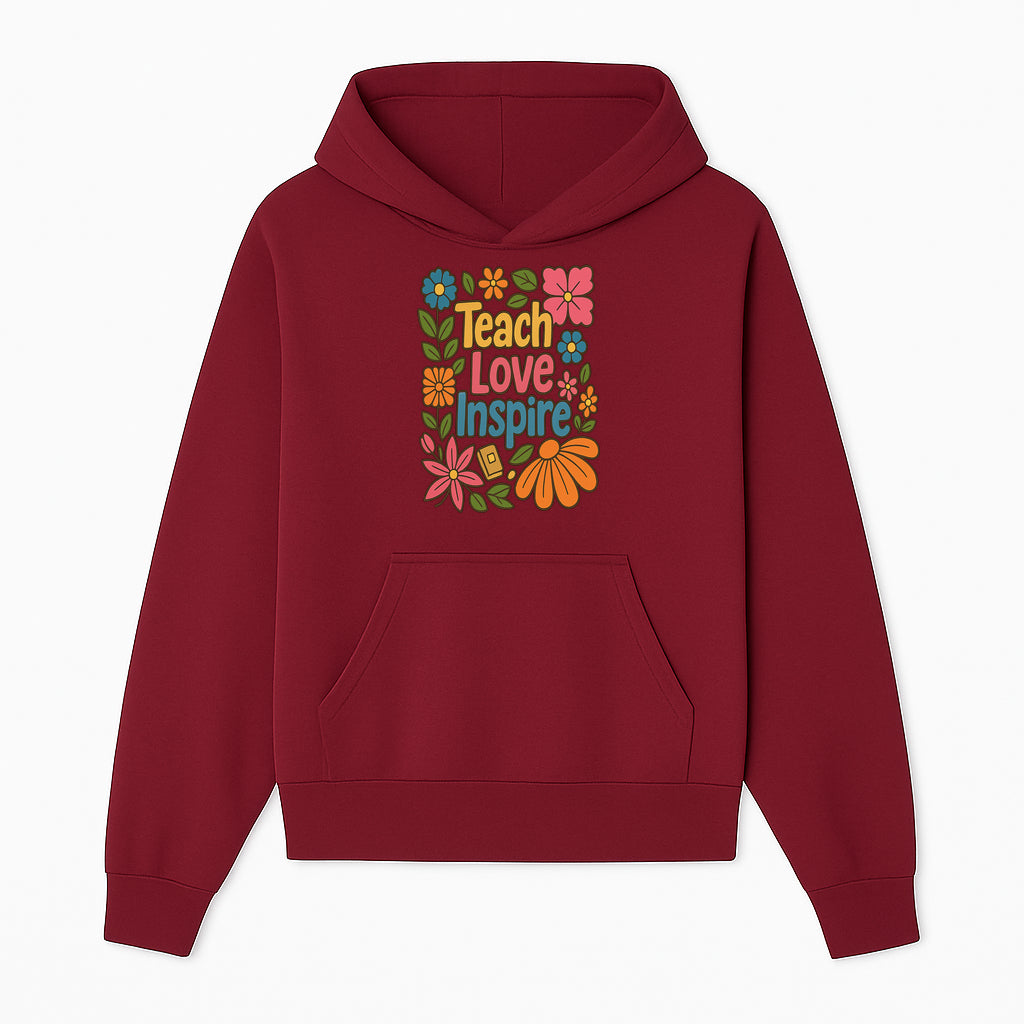 Teach Love Inspire Floral Art Print - Motivational Classroom Decor, Teacher Gift, Colorful Wall Art for Education - Hoodie 1758093358652.jpg