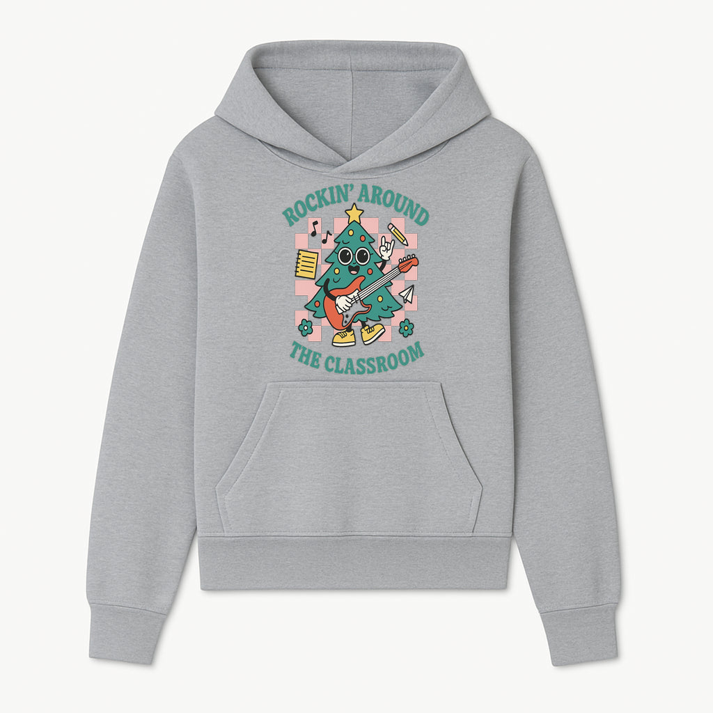 Rockin' Around the Classroom Christmas Tree Shirt | Fun Holiday T-Shirt for Teachers & Students | Music Theme Design - Hoodie 1758093358683.jpg