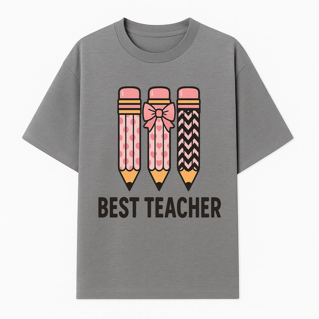 Best Teacher Pencil Design Tee - Cute Teacher Gift, Education Apparel, School Appreciation, Creative Classroom Style - T-shirt 1758093358792.jpg