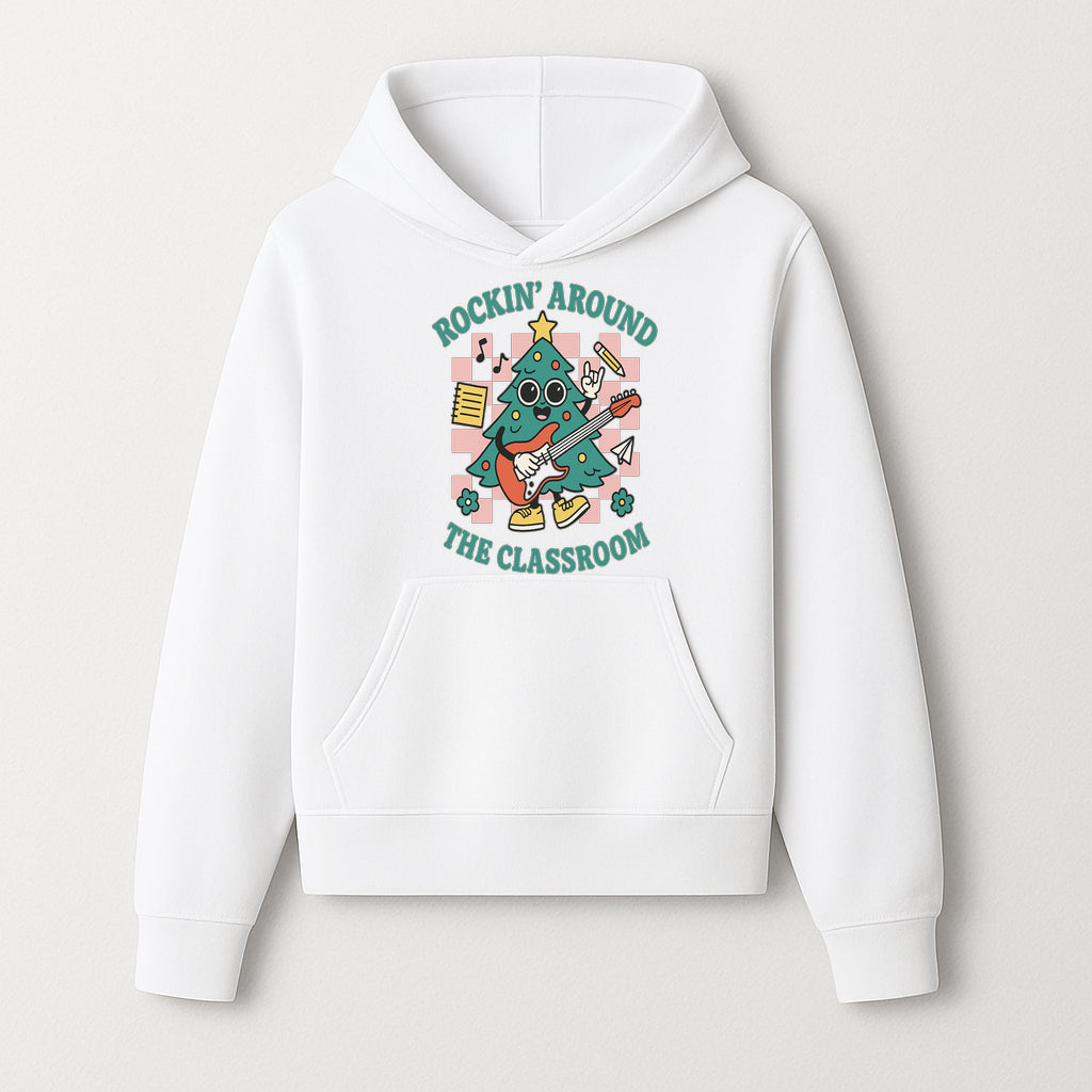 Rockin' Around the Classroom Christmas Tree Shirt | Fun Holiday T-Shirt for Teachers & Students | Music Theme Design - Hoodie 1758093358859.jpg