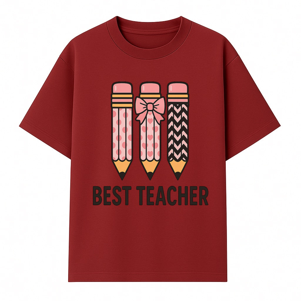 Best Teacher Pencil Design Tee - Cute Teacher Gift, Education Apparel, School Appreciation, Creative Classroom Style - T-shirt 1758093359251.jpg