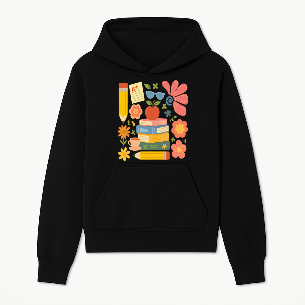 Back to School Art Print - Colorful Books, Apple, Pencils, Flowers, A+ Note - Classroom Decor, Study Zone, Education Gift - Hoodie 1758093359348.jpg