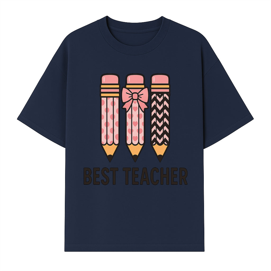 Best Teacher Pencil Design Tee - Cute Teacher Gift, Education Apparel, School Appreciation, Creative Classroom Style - T-shirt 1758093359405.jpg