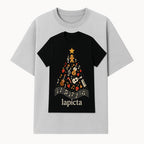 Music-Themed Christmas Tree T-Shirt, Musical Notes & Gingerbread Design, Holiday Apparel for Music Lovers, Casual Festive Tee - T-shirt 1758093359412.jpg