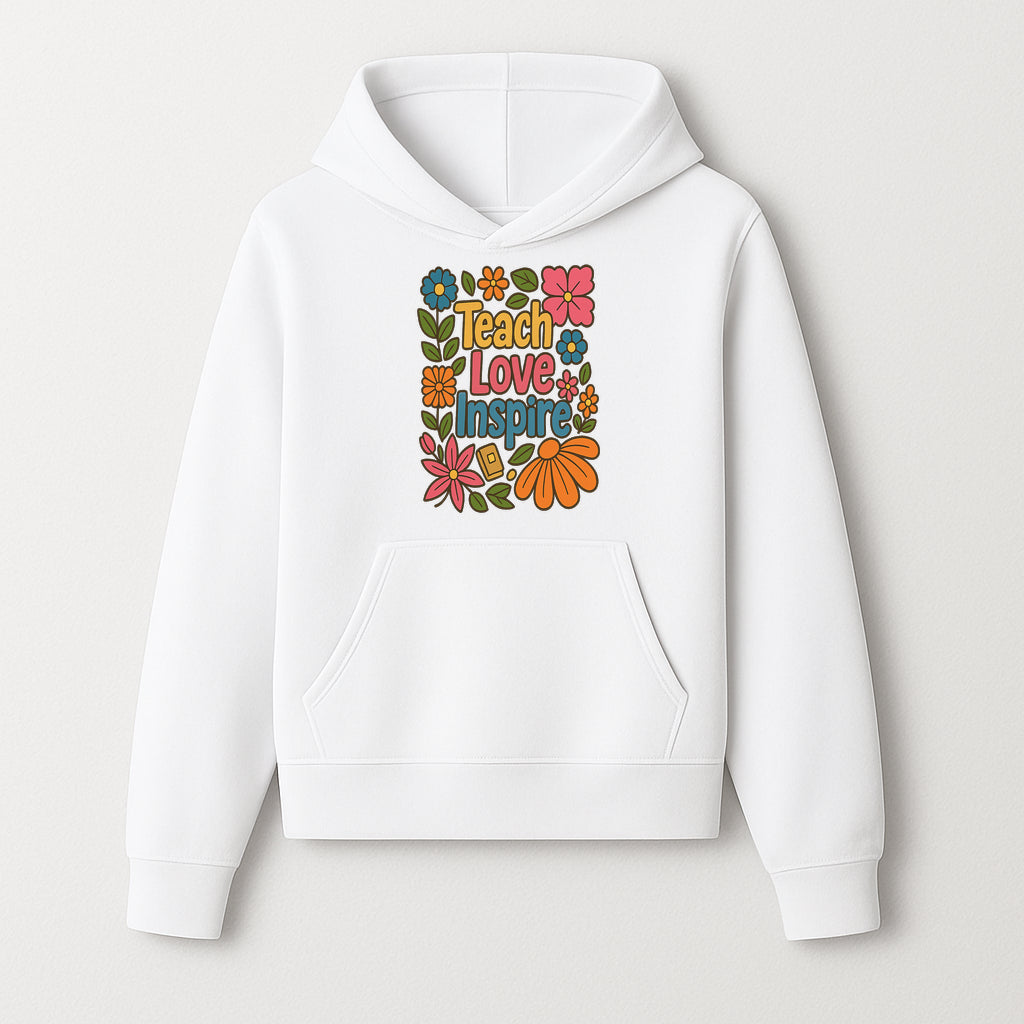 Teach Love Inspire Floral Art Print - Motivational Classroom Decor, Teacher Gift, Colorful Wall Art for Education - Hoodie 1758093359455.jpg