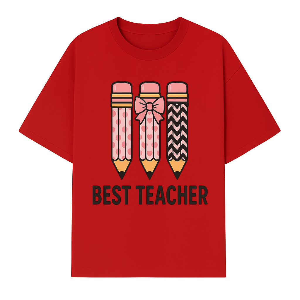 Best Teacher Pencil Design Tee - Cute Teacher Gift, Education Apparel, School Appreciation, Creative Classroom Style - T-shirt 1758093359537.jpg