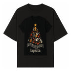 Music-Themed Christmas Tree T-Shirt, Musical Notes & Gingerbread Design, Holiday Apparel for Music Lovers, Casual Festive Tee - T-shirt 1758093359582.jpg