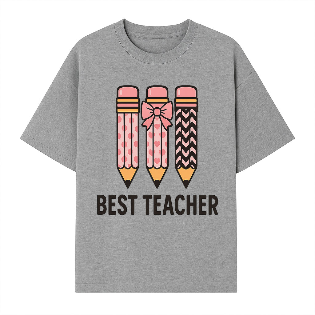 Best Teacher Pencil Design Tee - Cute Teacher Gift, Education Apparel, School Appreciation, Creative Classroom Style - T-shirt 1758093359754.jpg