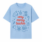 Very Merry Teacher Christmas Design - Festive Holiday Gift, Teacher Appreciation, Cute Santa, and Winter Elements - T-shirt 1758093359765.jpg