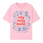 Very Merry Teacher Christmas Design - Festive Holiday Gift, Teacher Appreciation, Cute Santa, and Winter Elements - T-shirt 1758093359915.jpg