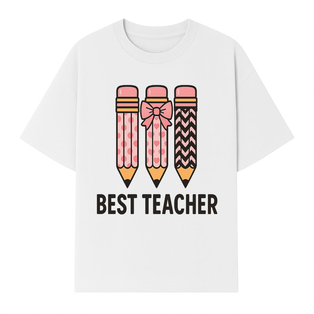 Best Teacher Pencil Design Tee - Cute Teacher Gift, Education Apparel, School Appreciation, Creative Classroom Style - T-shirt 1758093359941.jpg