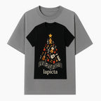 Music-Themed Christmas Tree T-Shirt, Musical Notes & Gingerbread Design, Holiday Apparel for Music Lovers, Casual Festive Tee - T-shirt 1758093360092.jpg