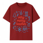 Very Merry Teacher Christmas Design - Festive Holiday Gift, Teacher Appreciation, Cute Santa, and Winter Elements - T-shirt 1758093360114.jpg