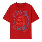Very Merry Teacher Christmas Design - Festive Holiday Gift, Teacher Appreciation, Cute Santa, and Winter Elements - T-shirt 1758093360421.jpg