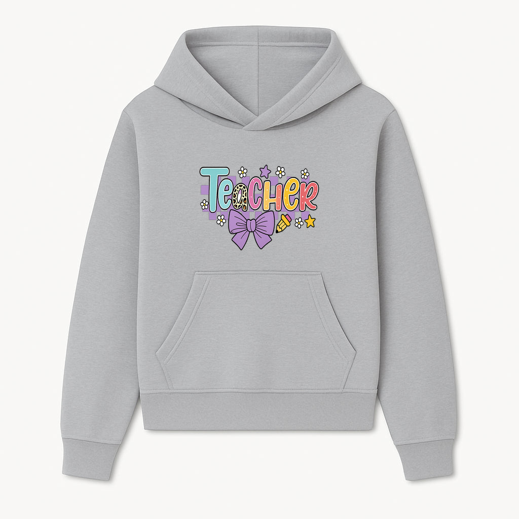 Colorful Teacher Design with Bow and Pencil - Cute Classroom Decor, Teacher Gifts, Back to School Supplies, Creative Educational Art - Hoodie 1758093360433.jpg