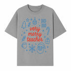 Very Merry Teacher Christmas Design - Festive Holiday Gift, Teacher Appreciation, Cute Santa, and Winter Elements - T-shirt 1758093360566.jpg