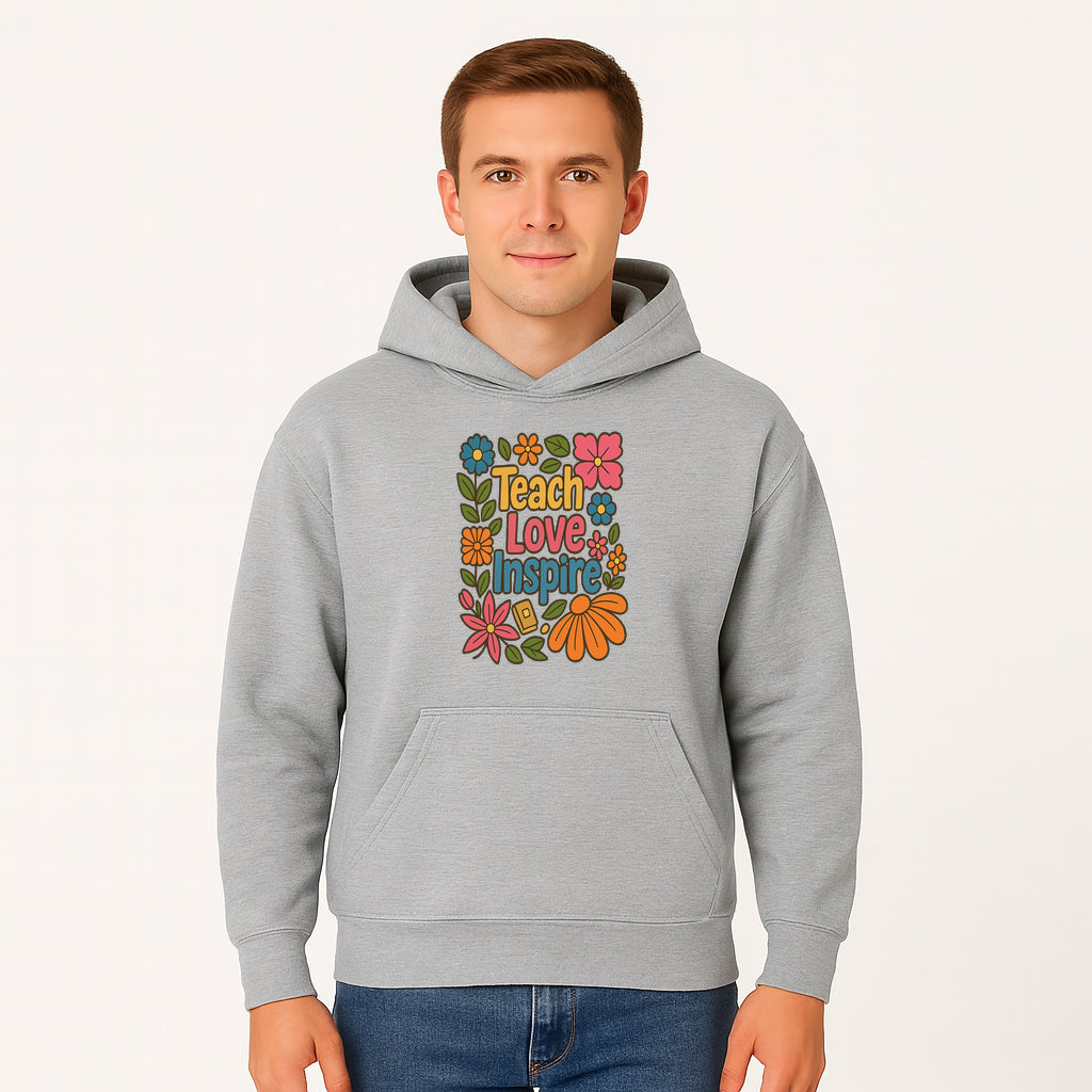 Teach Love Inspire Floral Art Print - Motivational Classroom Decor, Teacher Gift, Colorful Wall Art for Education - Hoodie 1758093360630.jpg