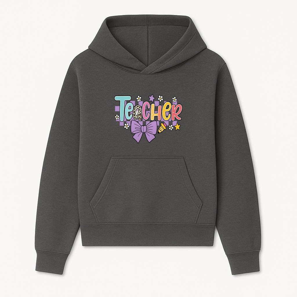 Colorful Teacher Design with Bow and Pencil - Cute Classroom Decor, Teacher Gifts, Back to School Supplies, Creative Educational Art - Hoodie 1758093360760.jpg