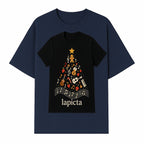 Music-Themed Christmas Tree T-Shirt, Musical Notes & Gingerbread Design, Holiday Apparel for Music Lovers, Casual Festive Tee - T-shirt 1758093360781.jpg