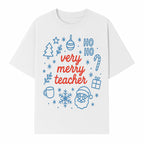 Very Merry Teacher Christmas Design - Festive Holiday Gift, Teacher Appreciation, Cute Santa, and Winter Elements - T-shirt 1758093360781.jpg