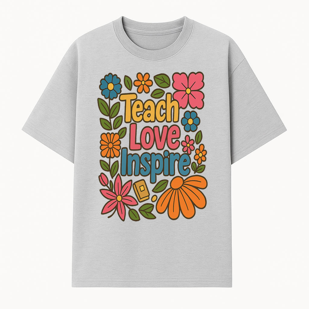 Teach Love Inspire Floral Art Print - Motivational Classroom Decor, Teacher Gift, Colorful Wall Art for Education - T-shirt 1758093360943.jpg