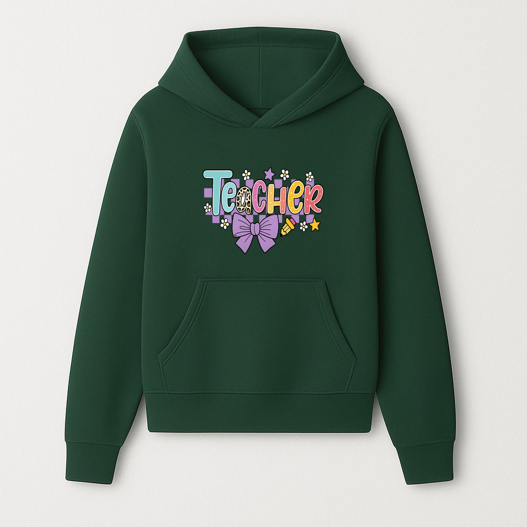 Colorful Teacher Design with Bow and Pencil - Cute Classroom Decor, Teacher Gifts, Back to School Supplies, Creative Educational Art - Hoodie 1758093360947.jpg