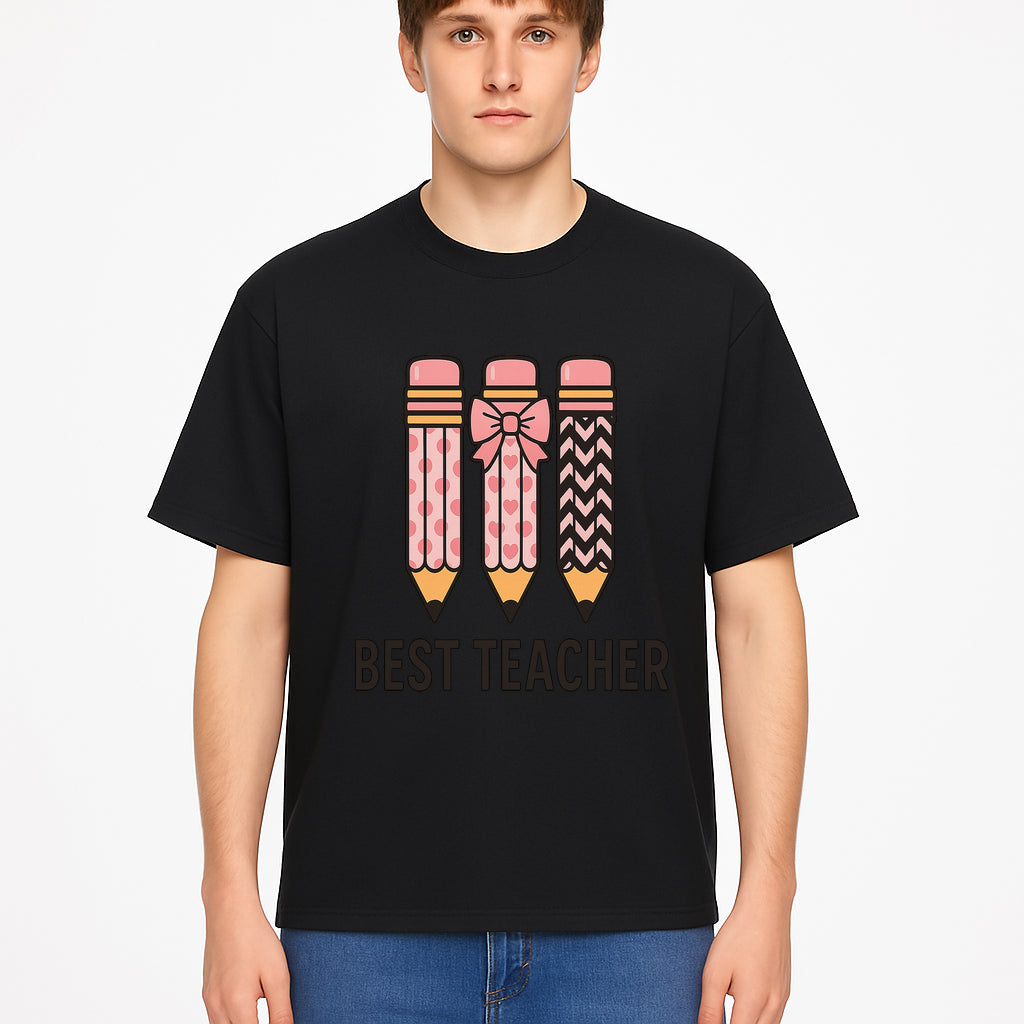 Best Teacher Pencil Design Tee - Cute Teacher Gift, Education Apparel, School Appreciation, Creative Classroom Style - T-shirt 1758093361108.jpg