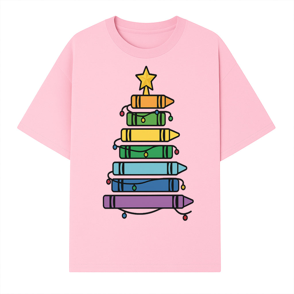 Crayon Christmas Tree Art Print - Colorful Holiday Decor, Fun Kids' Room Decoration, Unique Christmas Gift Idea - T-shirt 1758093361113.jpg