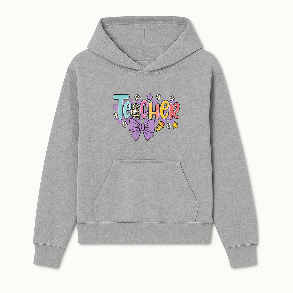 Colorful Teacher Design with Bow and Pencil - Cute Classroom Decor, Teacher Gifts, Back to School Supplies, Creative Educational Art - Hoodie 1758093361123.jpg
