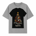 Music-Themed Christmas Tree T-Shirt, Musical Notes & Gingerbread Design, Holiday Apparel for Music Lovers, Casual Festive Tee - T-shirt 1758093361134.jpg