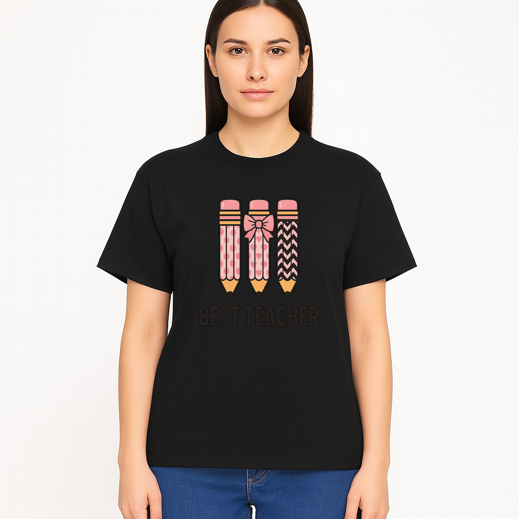 Best Teacher Pencil Design Tee - Cute Teacher Gift, Education Apparel, School Appreciation, Creative Classroom Style - T-shirt 1758093361280.jpg