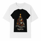 Music-Themed Christmas Tree T-Shirt, Musical Notes & Gingerbread Design, Holiday Apparel for Music Lovers, Casual Festive Tee - T-shirt 1758093361307.jpg