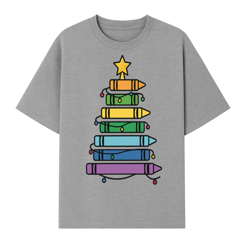 Crayon Christmas Tree Art Print - Colorful Holiday Decor, Fun Kids' Room Decoration, Unique Christmas Gift Idea - T-shirt 1758093361725.jpg