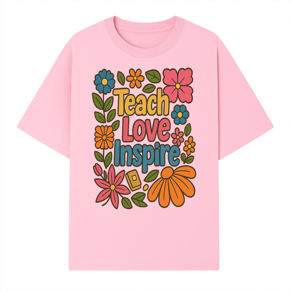 Teach Love Inspire Floral Art Print - Motivational Classroom Decor, Teacher Gift, Colorful Wall Art for Education - T-shirt 1758093362097.jpg