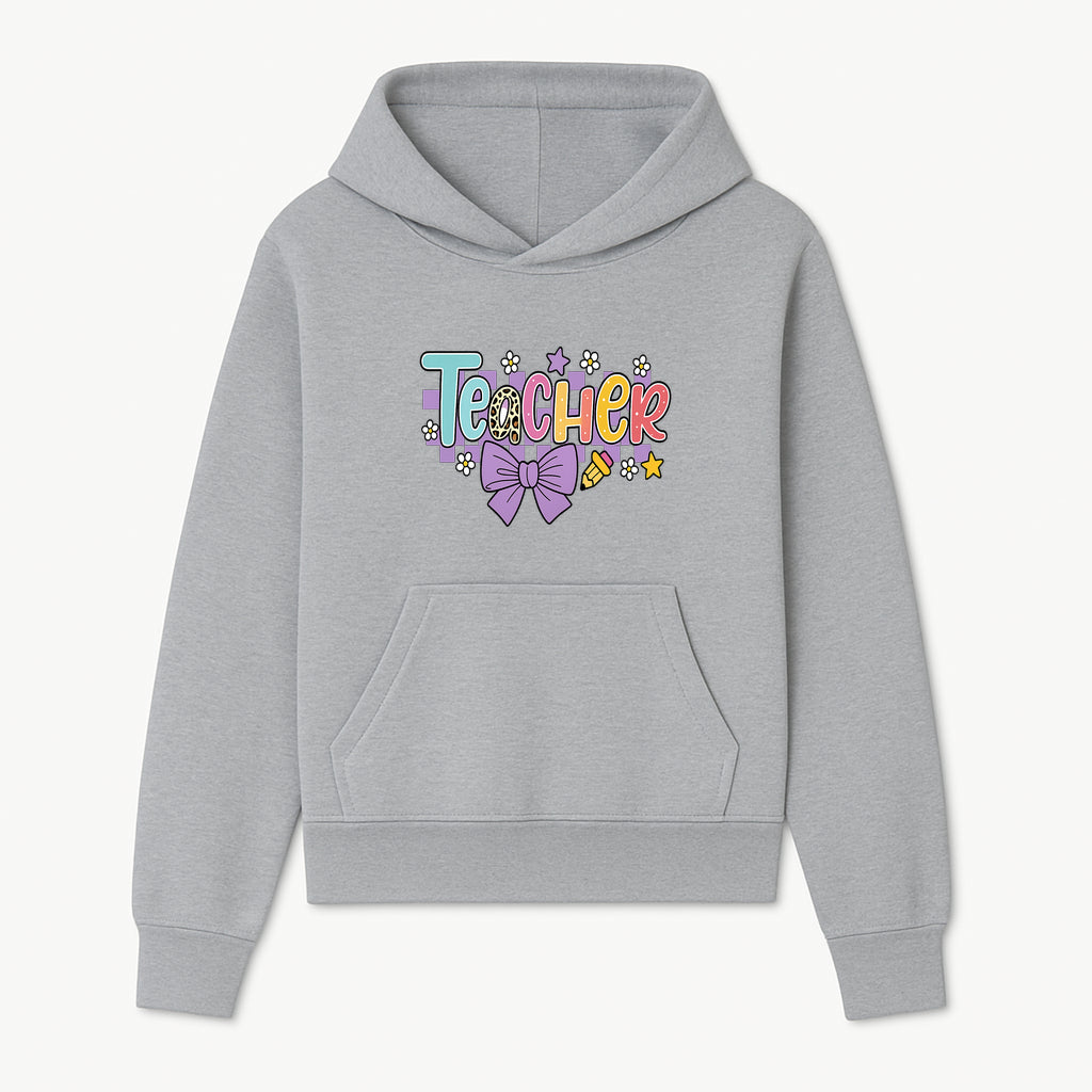 Colorful Teacher Design with Bow and Pencil - Cute Classroom Decor, Teacher Gifts, Back to School Supplies, Creative Educational Art - Hoodie 1758093362121.jpg