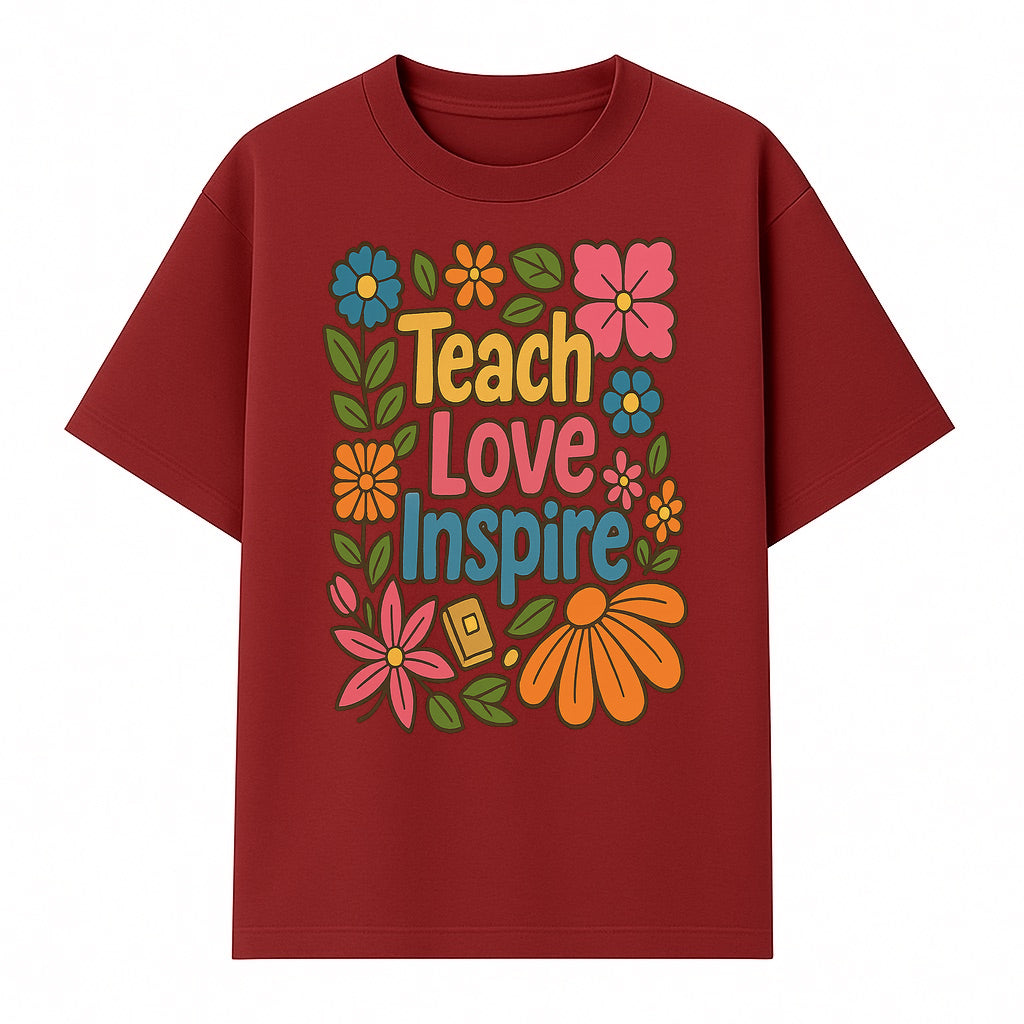 Teach Love Inspire Floral Art Print - Motivational Classroom Decor, Teacher Gift, Colorful Wall Art for Education - T-shirt 1758093362279.jpg