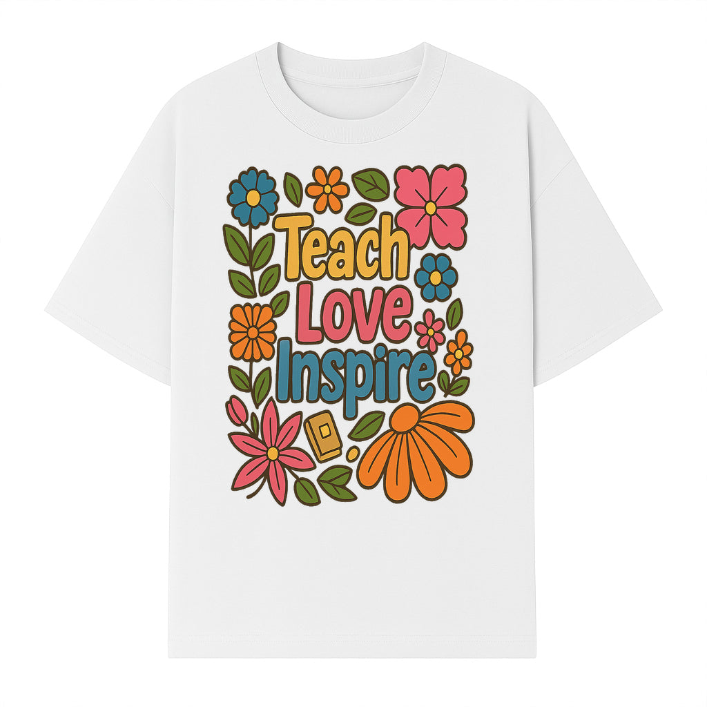Teach Love Inspire Floral Art Print - Motivational Classroom Decor, Teacher Gift, Colorful Wall Art for Education - T-shirt 1758093362855.jpg