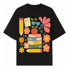 Back to School Art Print - Colorful Books, Apple, Pencils, Flowers, A+ Note - Classroom Decor, Study Zone, Education Gift - T-shirt 1758093362887.jpg