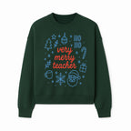 Very Merry Teacher Christmas Design - Festive Holiday Gift, Teacher Appreciation, Cute Santa, and Winter Elements - Sweatshirt 1758093362953.jpg