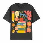 Back to School Art Print - Colorful Books, Apple, Pencils, Flowers, A+ Note - Classroom Decor, Study Zone, Education Gift - T-shirt 1758093363108.jpg